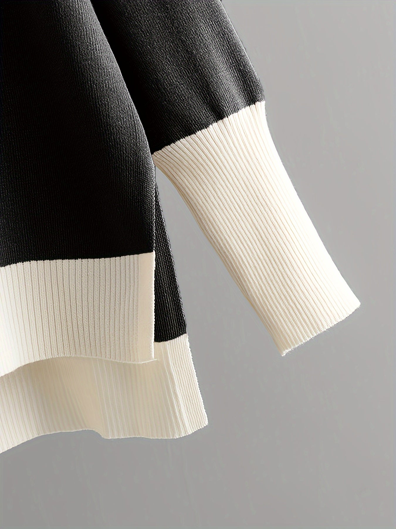 Two-piece v-neck contrast trim sweater and wide-leg pants lounge set for women