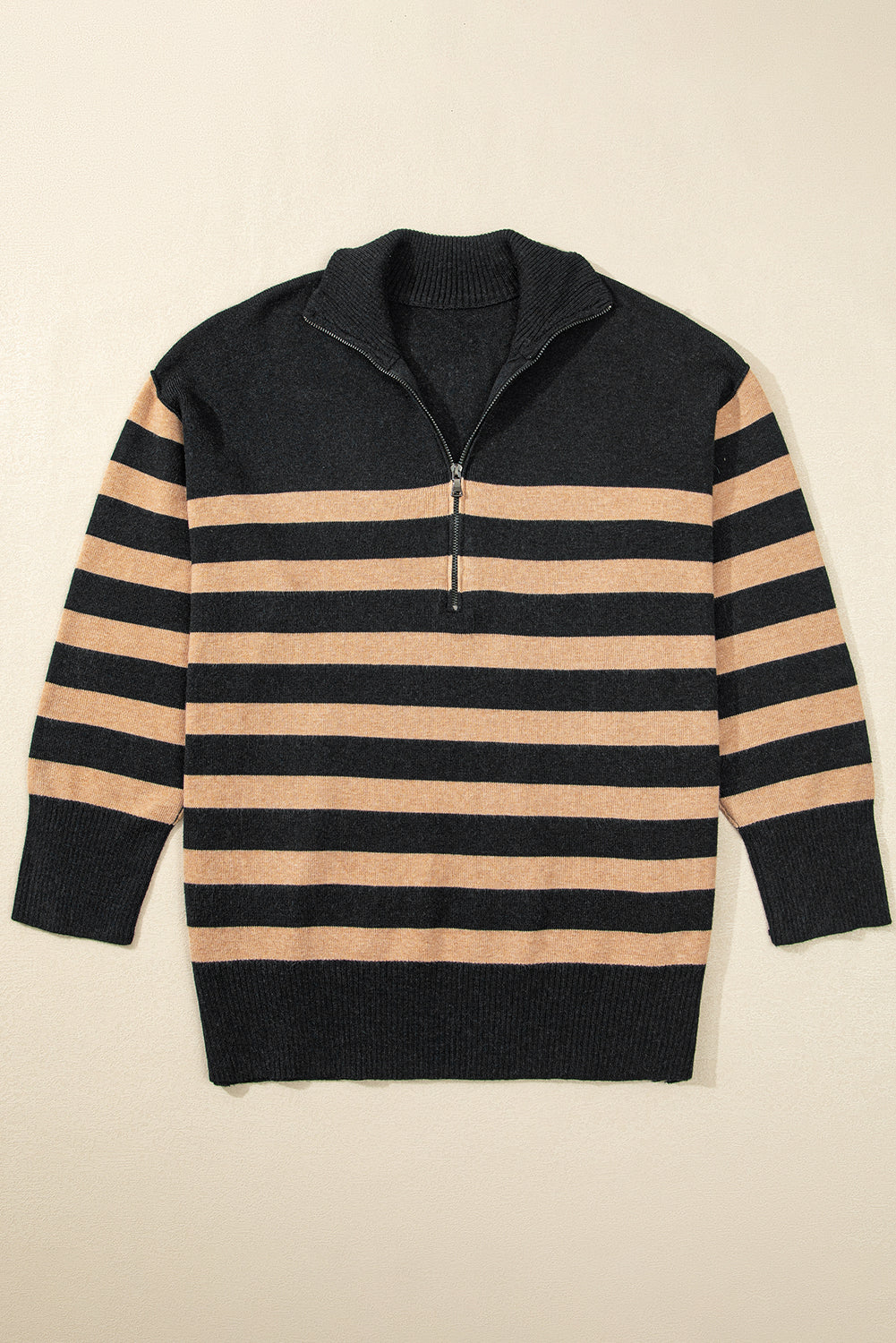 Trendy casual long-sleeved stripe pattern pullover sweater for women