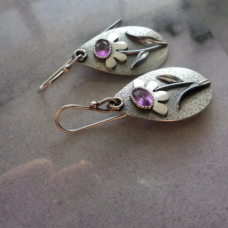 Three Dimensional Flower Retro Earrings