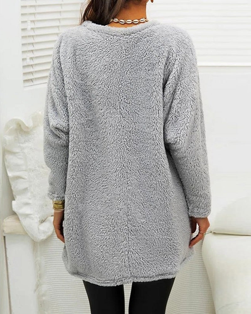 Women's casual midi mock neckline pocket sweatshirt