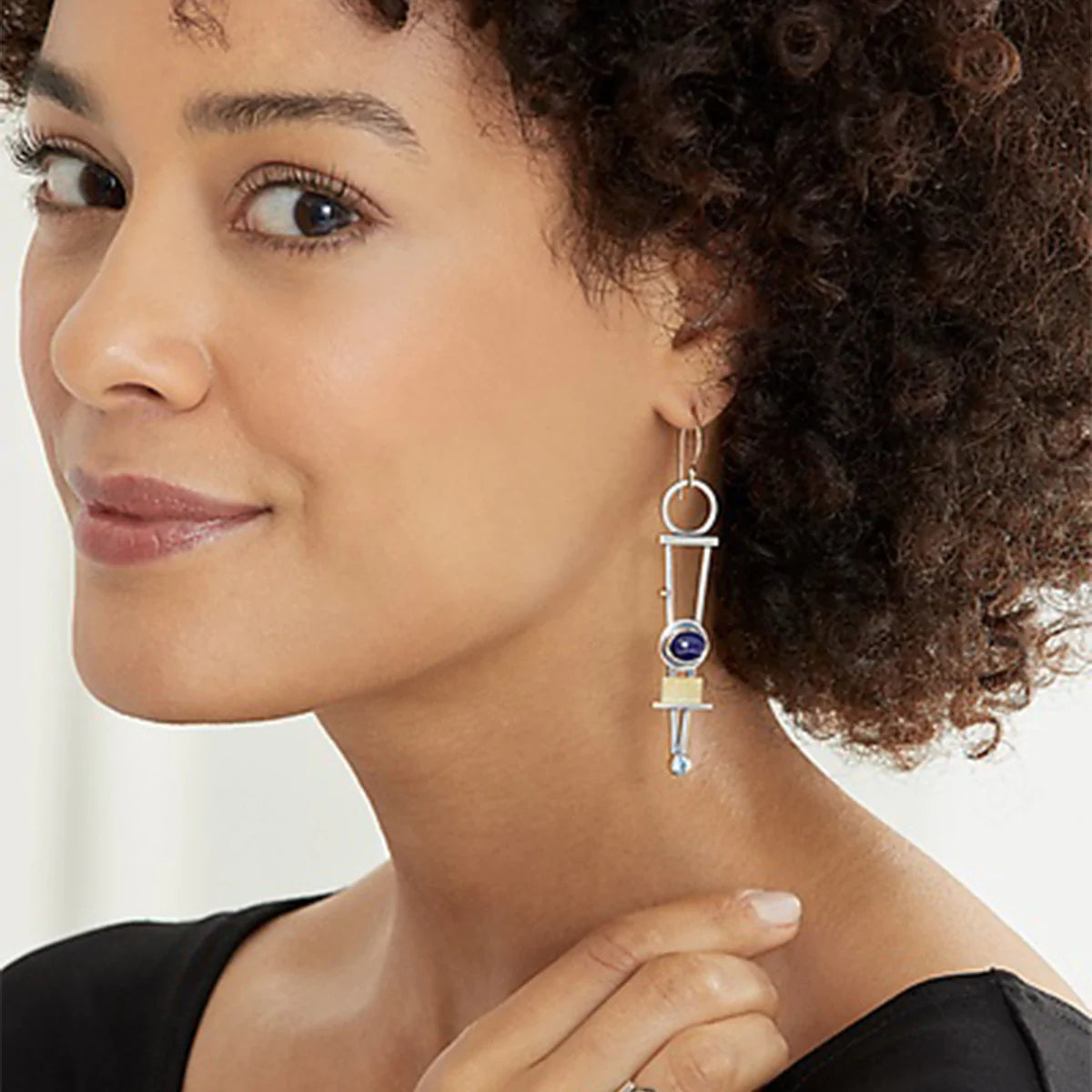 Bicolor Plaid Trendy Drop Earrings