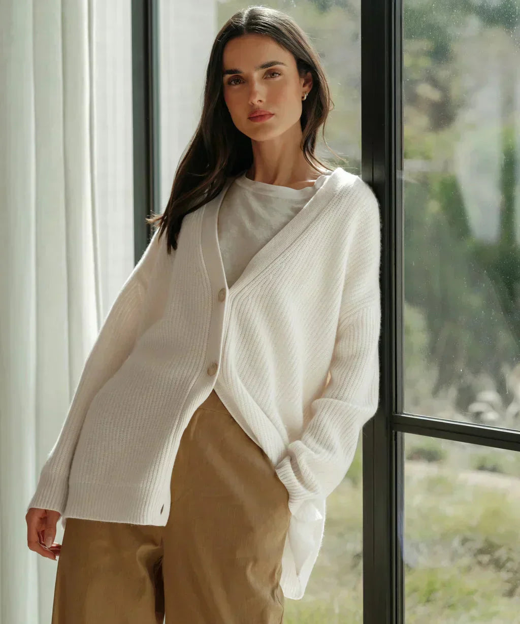 Women's thin knit button-down v-neck cardigan