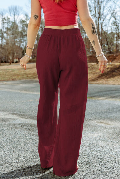 Tahira - texture tied wide leg pants