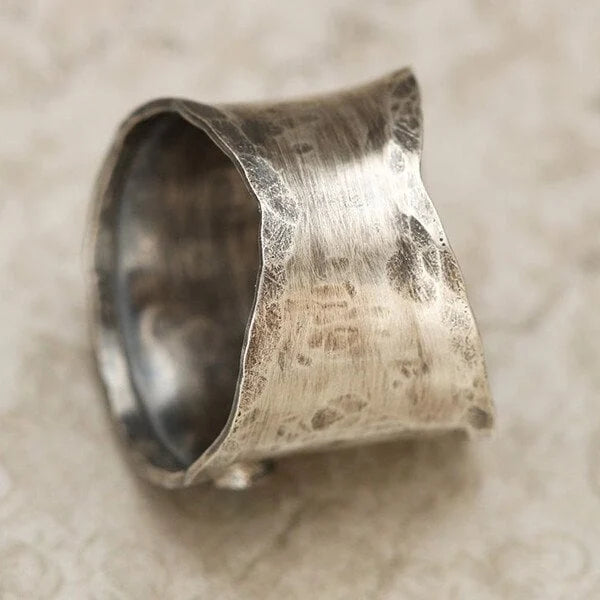 Floral Engraved Statement Wide Band Ring