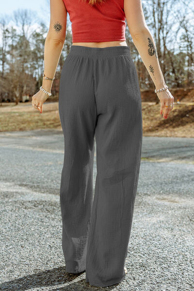 Tahira - texture tied wide leg pants