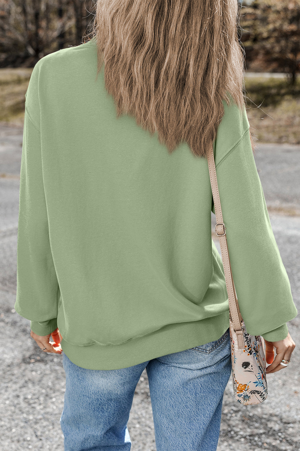 Women's Sweatshirt - Cotton Blend - Relaxed Fit - Crewneck Long Sleeve Casual Wear