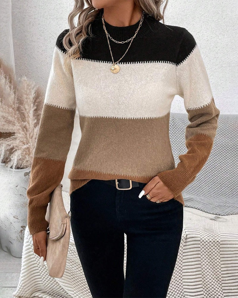 Wool Blend Crew Neck Pullover Sweater
