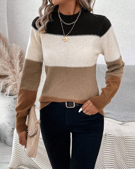 Wool Blend Crew Neck Pullover Sweater