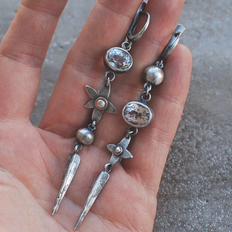 Rhinestone Star Pendant Earrings