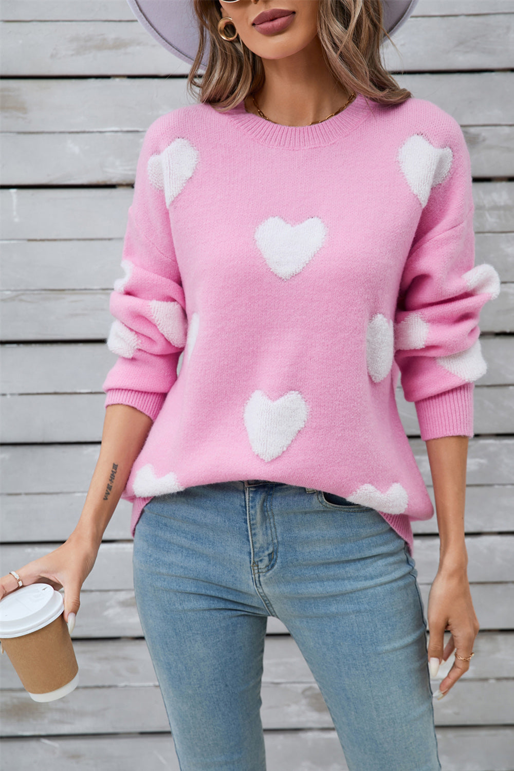 Women's angel wings heart long sleeve sweater