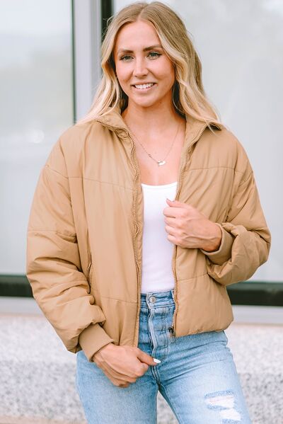 Leni - zip up collared neck coat with pockets