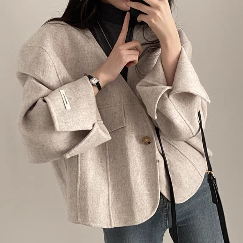 Women's vintage chic v-neck loose jacket