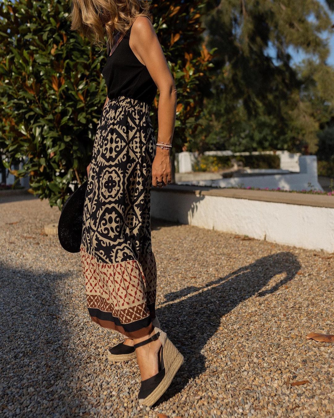 Nene - Boho Long Skirt with print