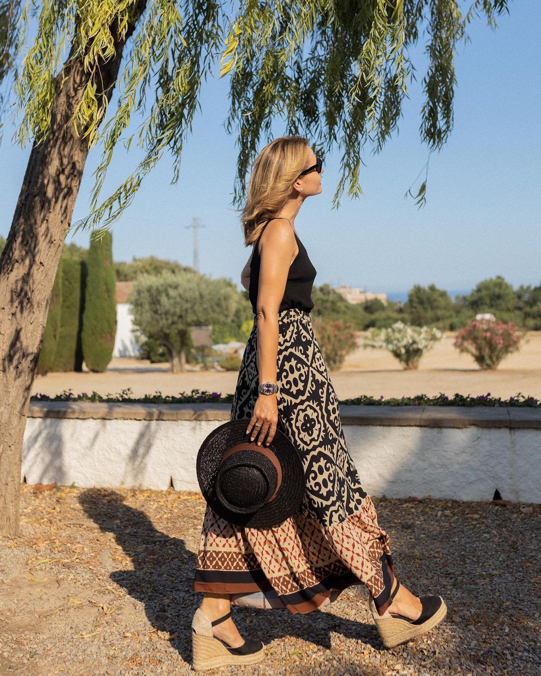 Nene - Boho Long Skirt with print