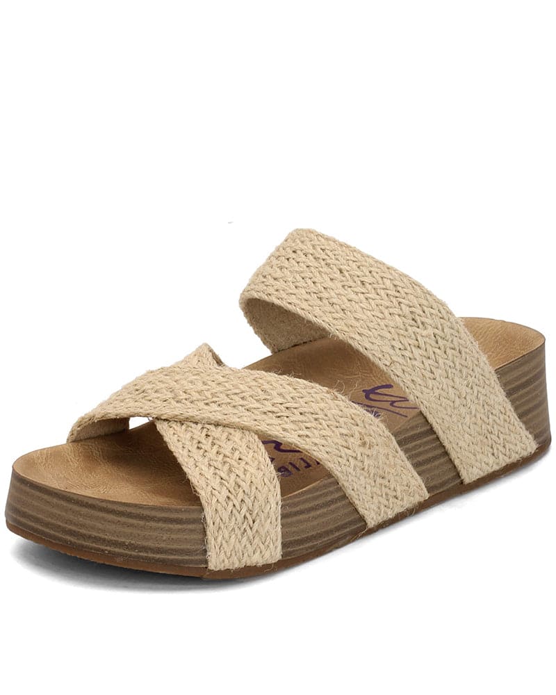 Crisscross Braided Open-Toe Wedge Sandals