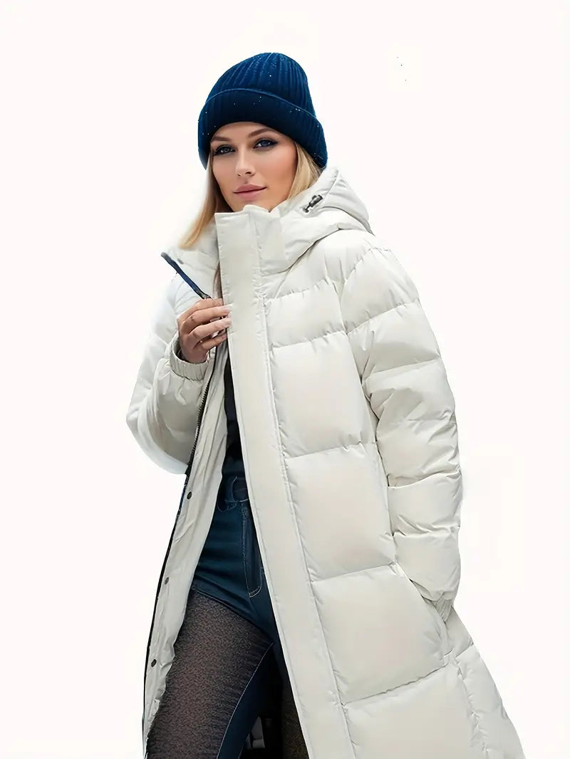 Women's mid-length down parka thick winter coat