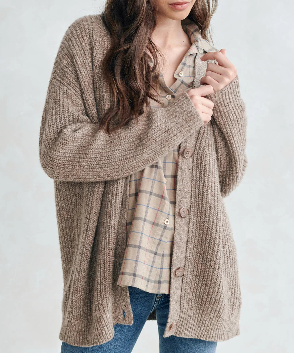 Women's thin knit button-down v-neck cardigan