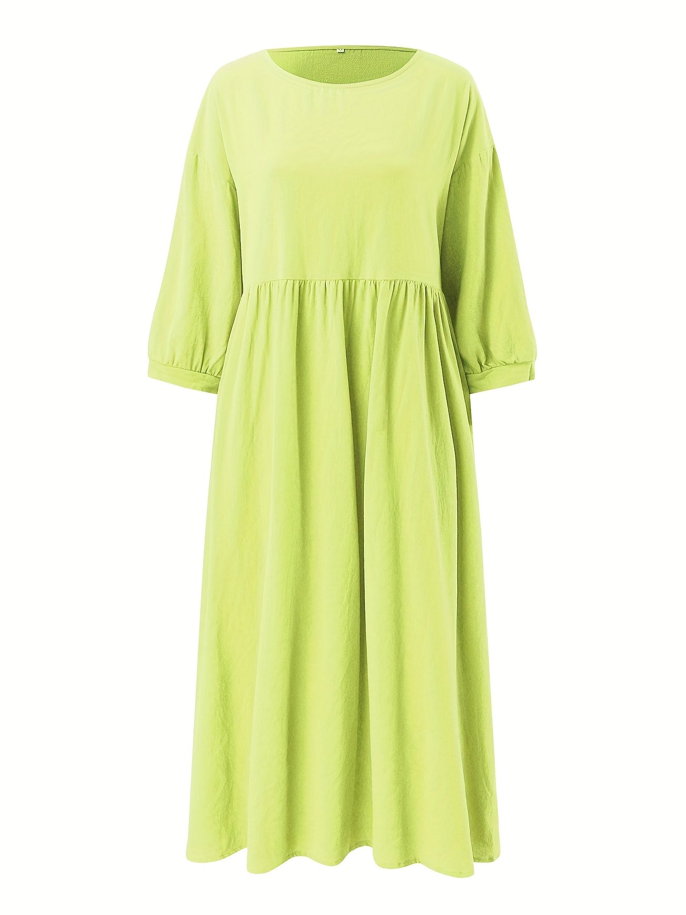 Women's Midi Dress - Empire Waist - Three-Quarter Sleeve - Elegant A-Line Fit