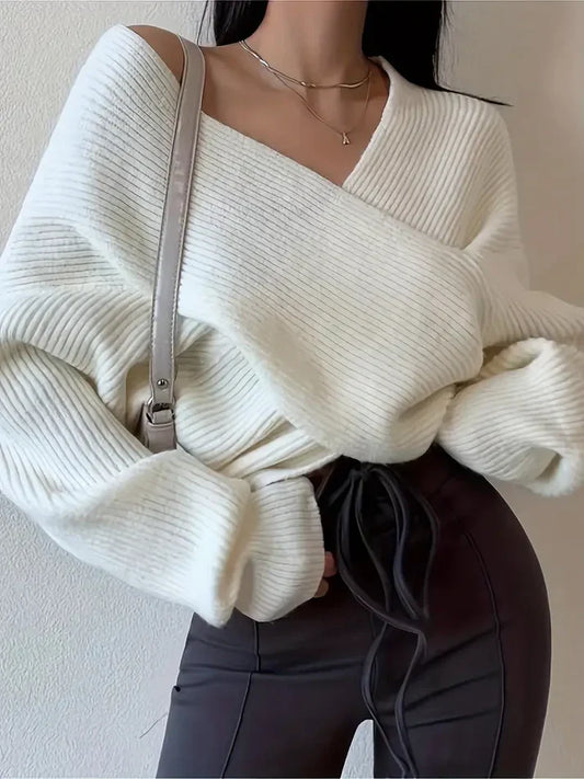 Loose Knit One-Shoulder Sweater