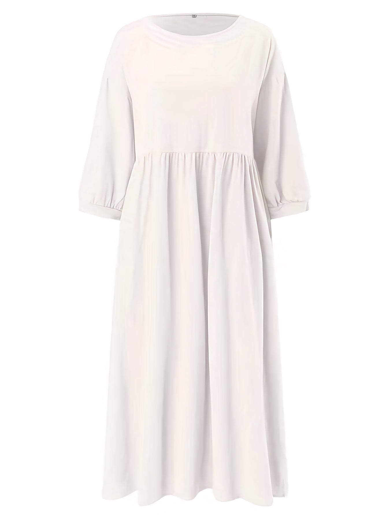 Women's Midi Dress - Empire Waist - Three-Quarter Sleeve - Elegant A-Line Fit