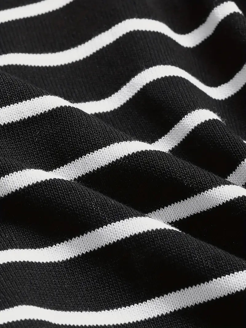 Loose Striped Lapel Sweater