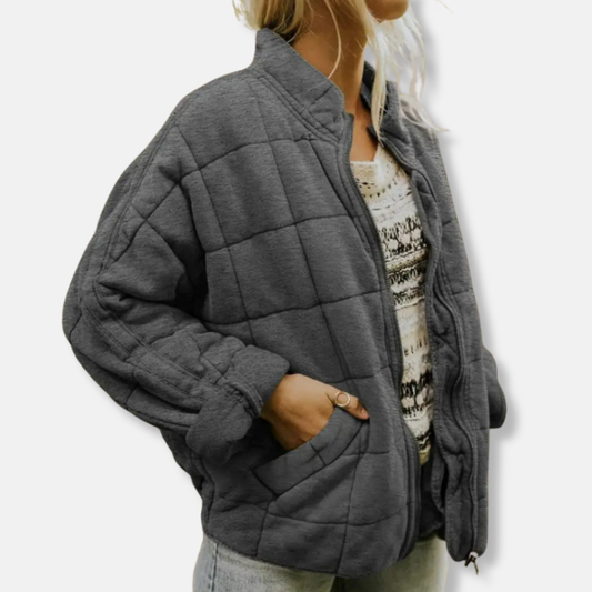 Rosie Cotton Quilted Jacket | Relaxed Fit Stand Collar Jacket