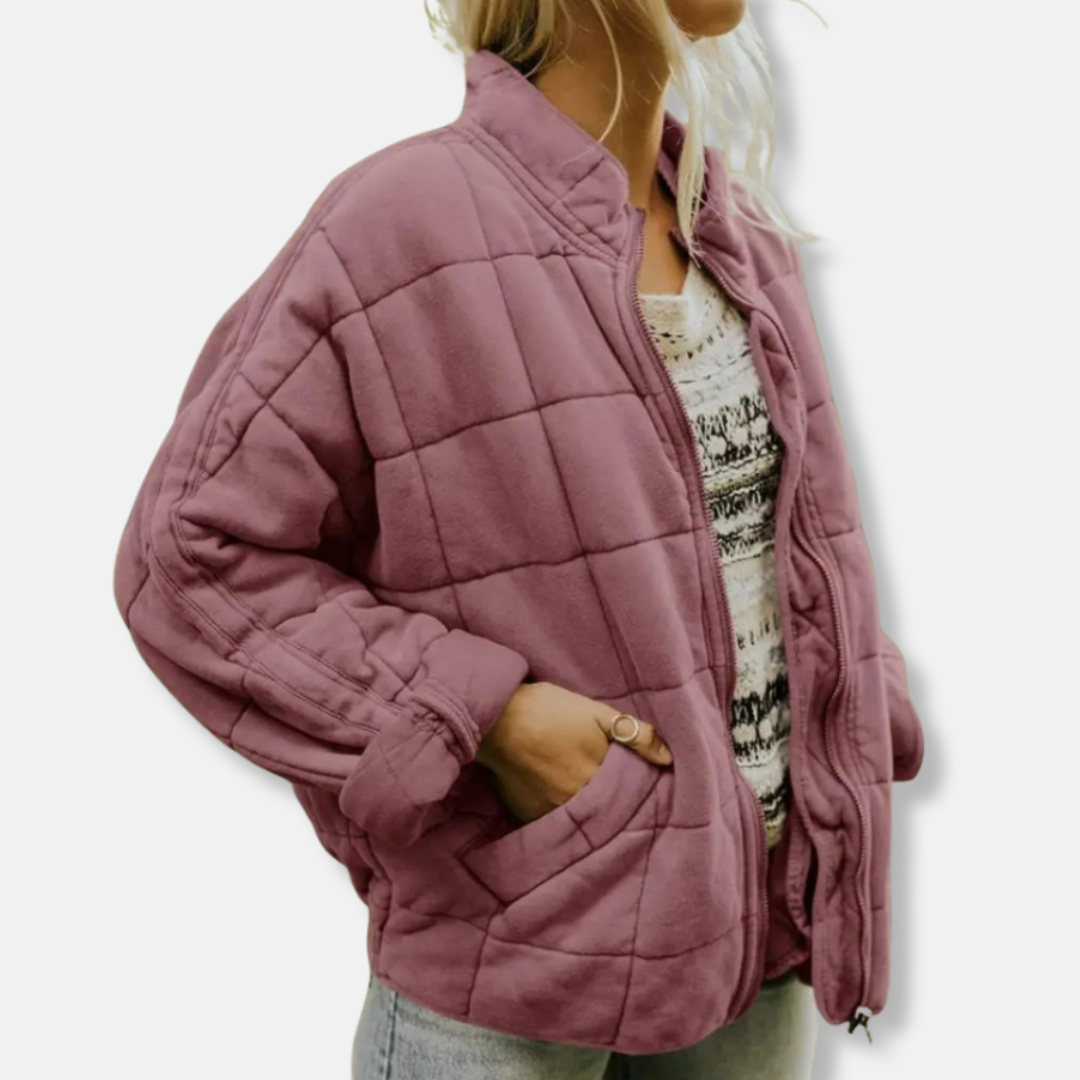 Rosie Cotton Quilted Jacket | Relaxed Fit Stand Collar Jacket
