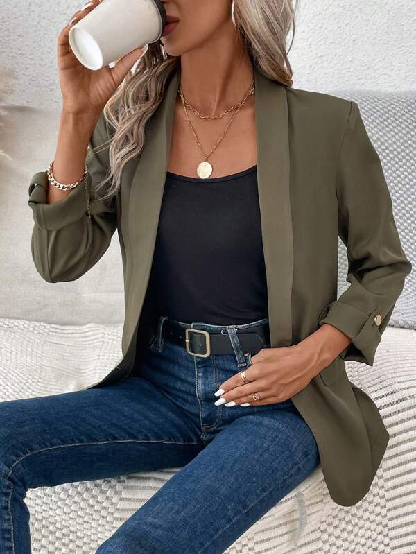Women's solid color retro lapel small suit jacket