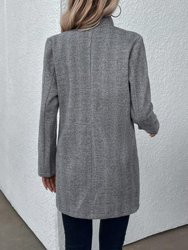Women's stylish gray long sleeve blazer