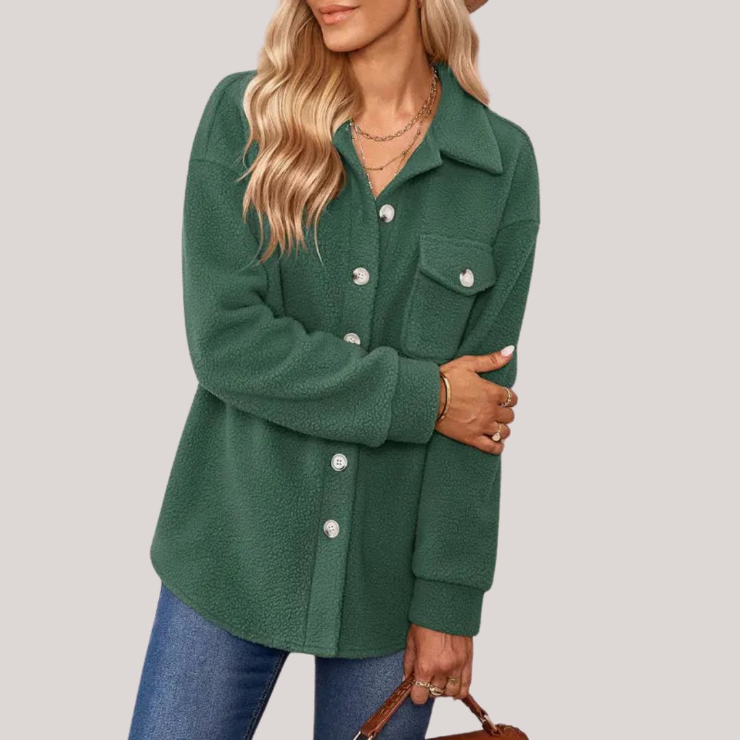 Women's autumn winter fashion lapel plush jacket