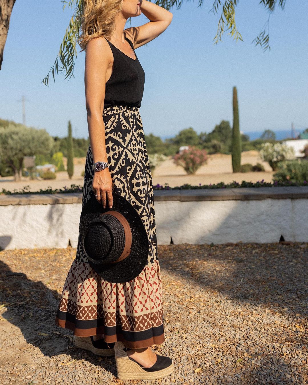 Nene - Boho Long Skirt with print