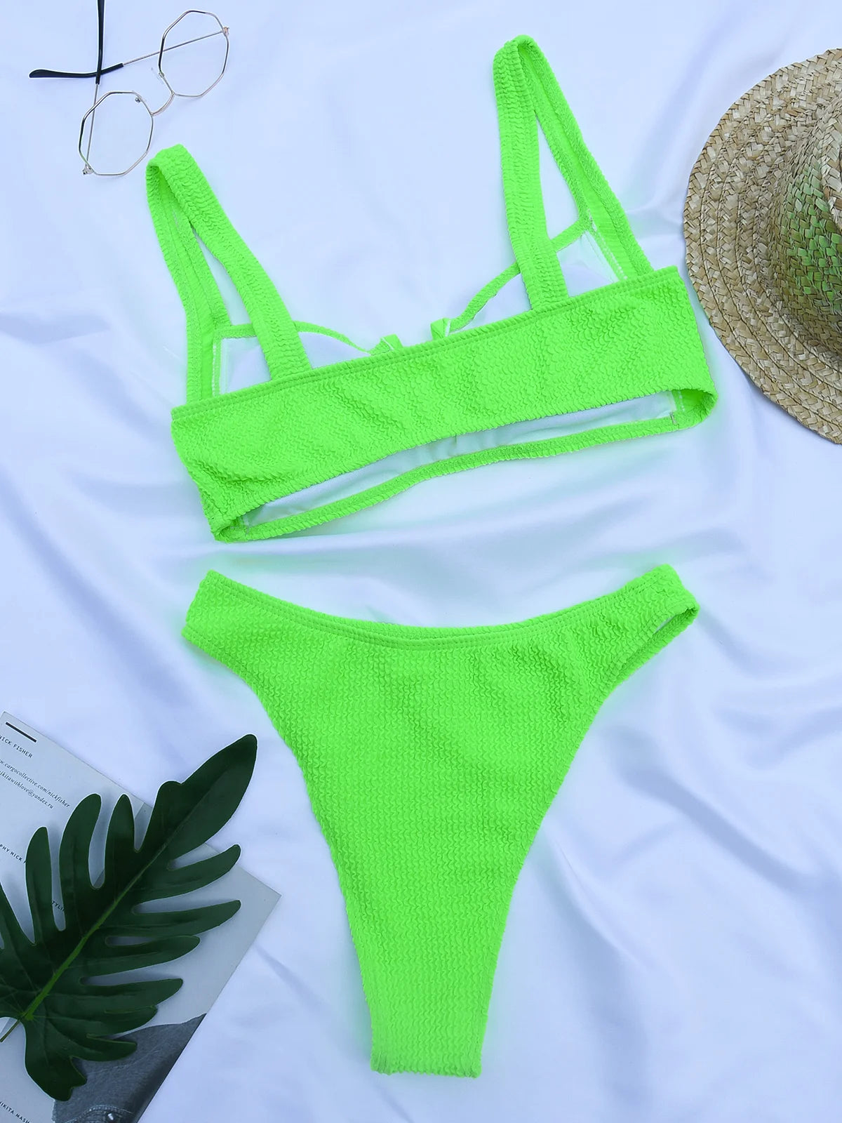 Textured High-Waisted Bikini Set