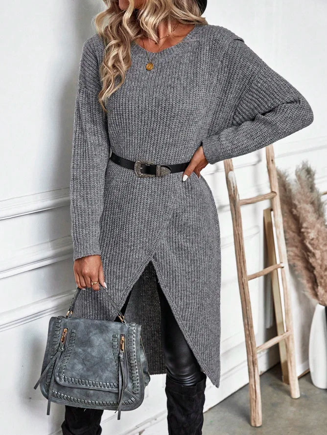 Women's comfortable plain knitted sweater