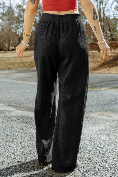 Tahira - texture tied wide leg pants
