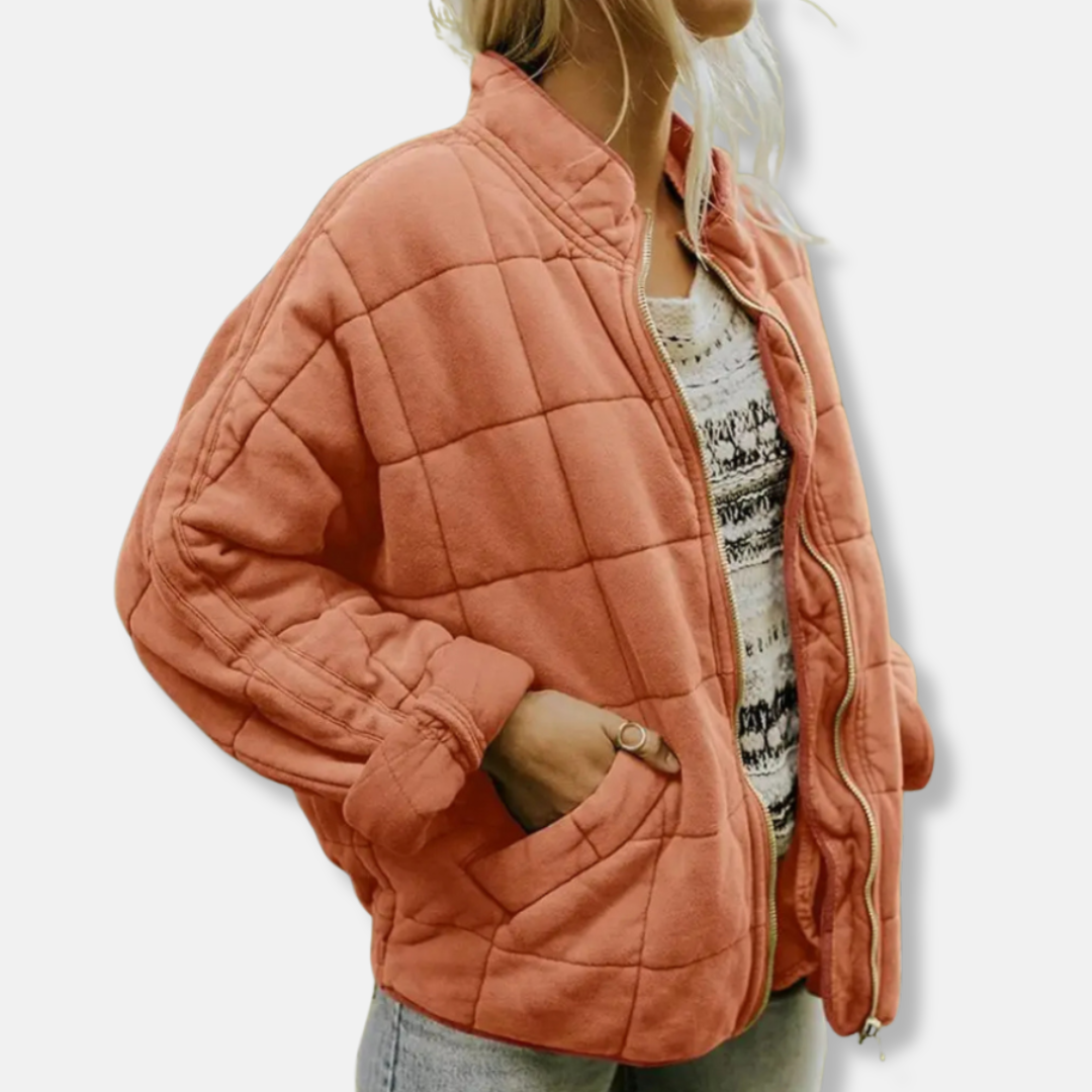 Rosie Cotton Quilted Jacket | Relaxed Fit Stand Collar Jacket