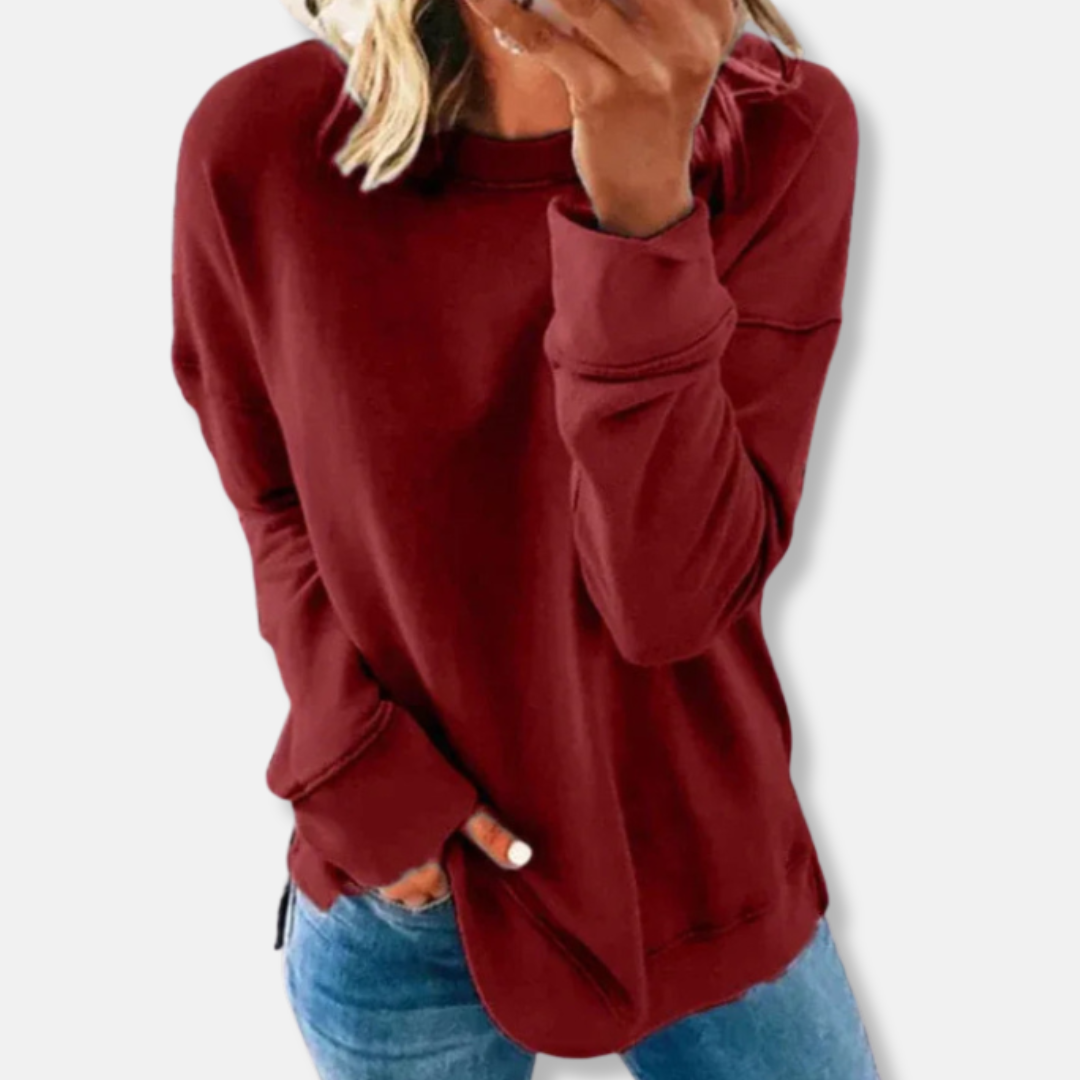 Women’s Sweatshirt – Relaxed Fit – Cotton Blend – Crew Neck Long Sleeve Casual Wear