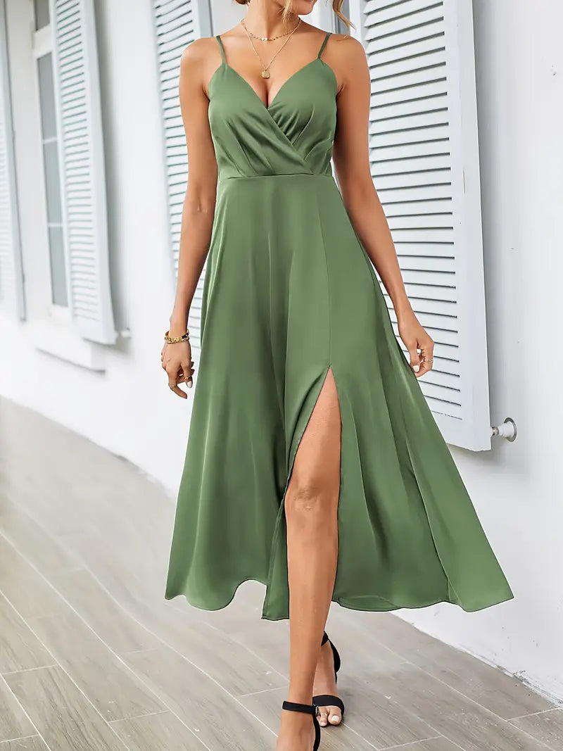 Elegant Wrap V-Neck Midi Dress