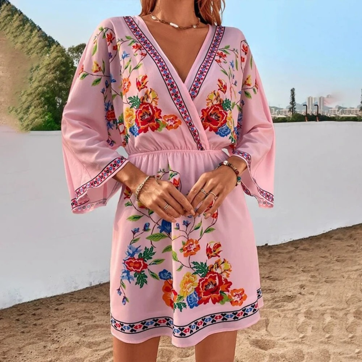 Floral Loose Wide Sleeve Casual Dress