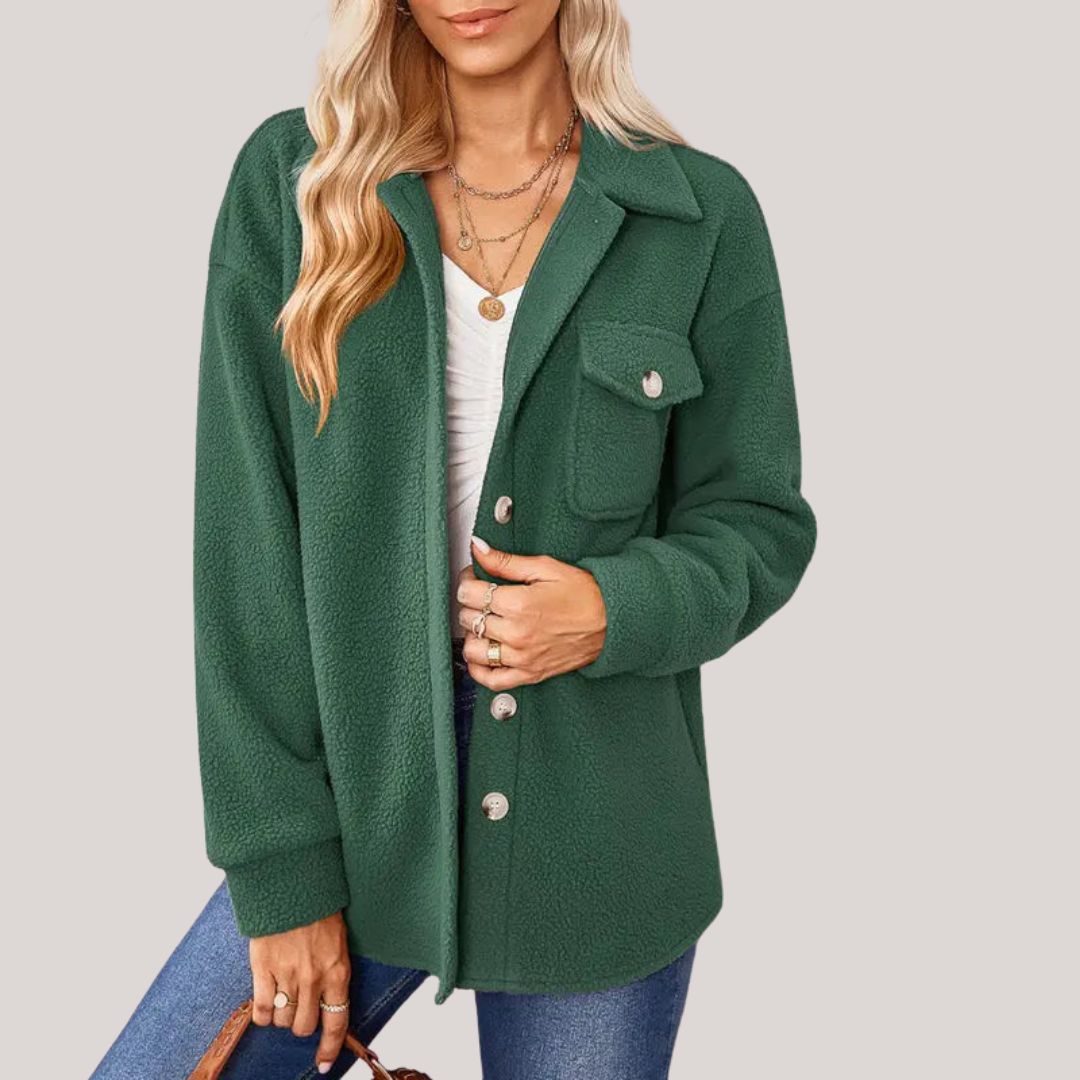Women's autumn winter fashion lapel plush jacket