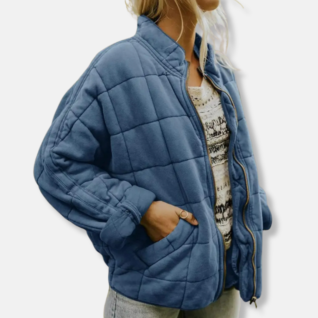 Rosie Cotton Quilted Jacket | Relaxed Fit Stand Collar Jacket