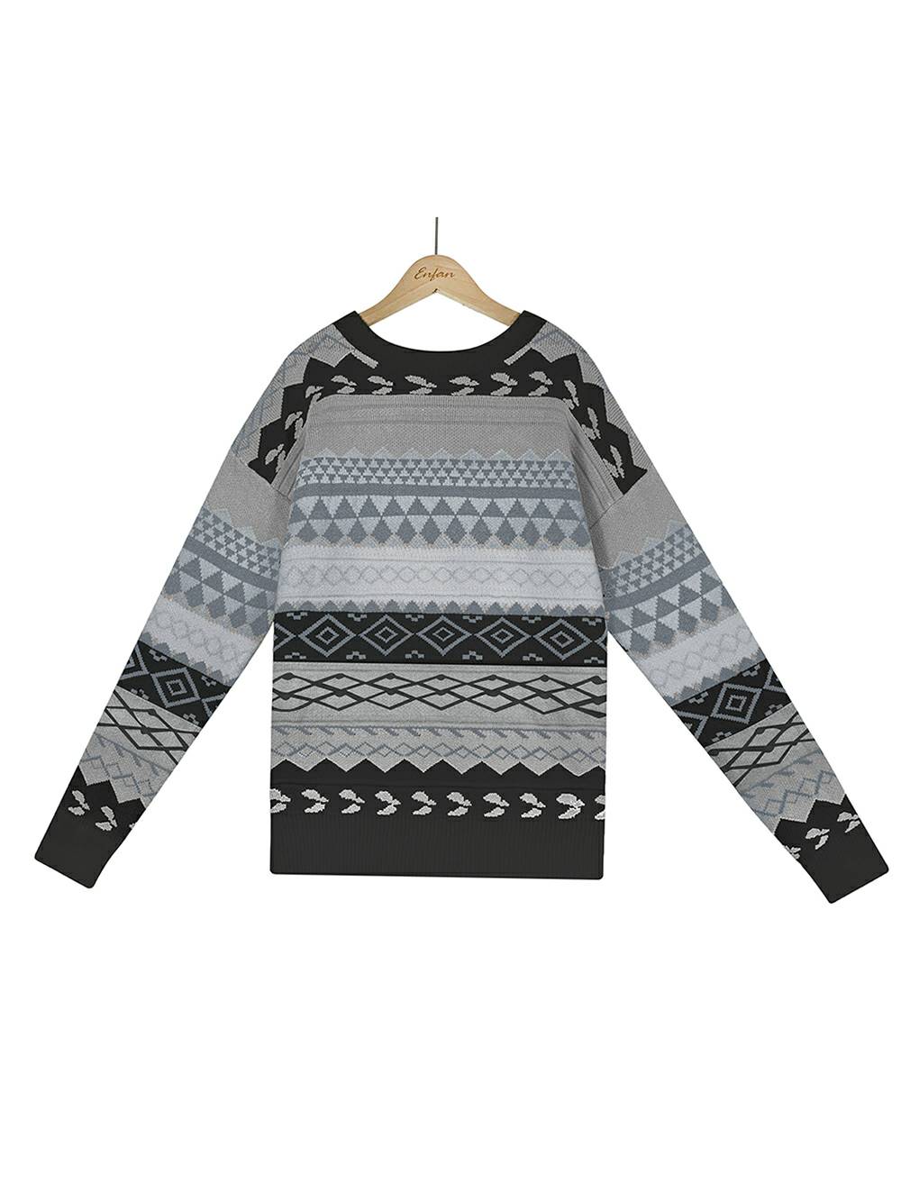 Women's fair isle pattern round neck pullover sweater