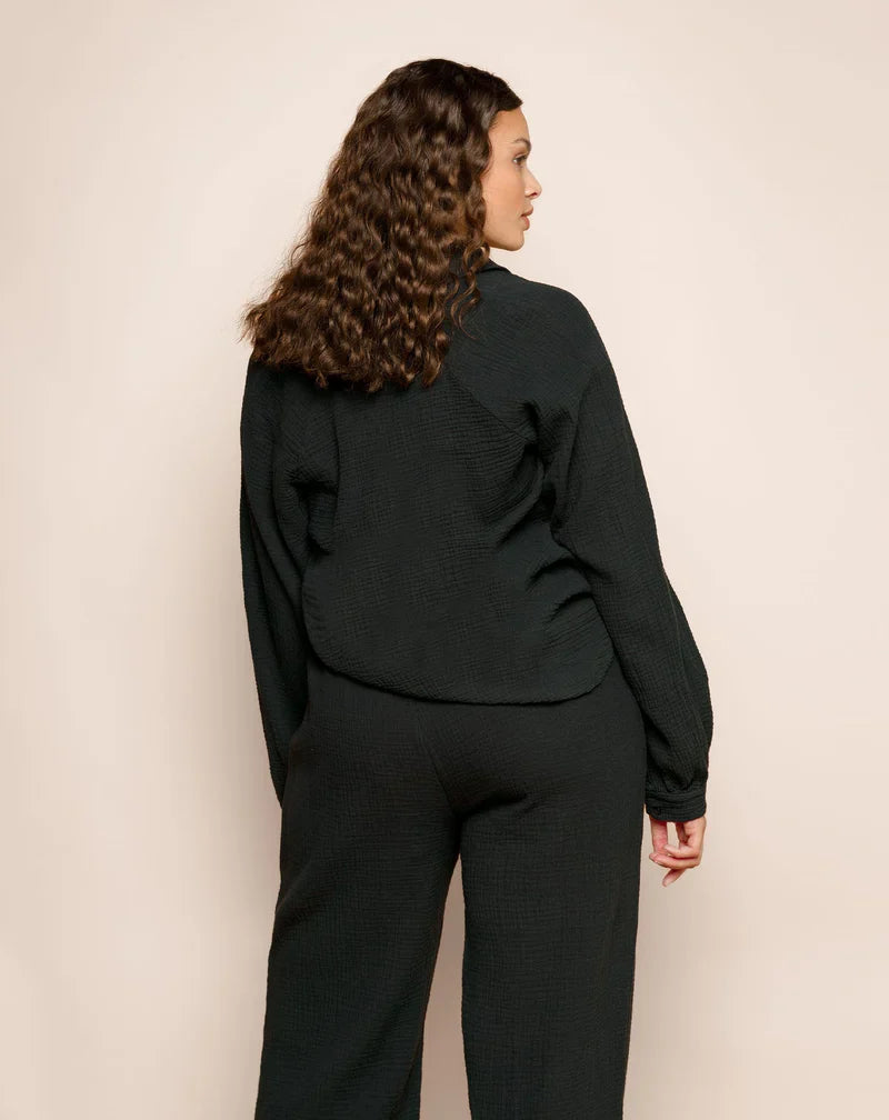 Relaxed Fit Long Sleeve V-Neck Blouse
