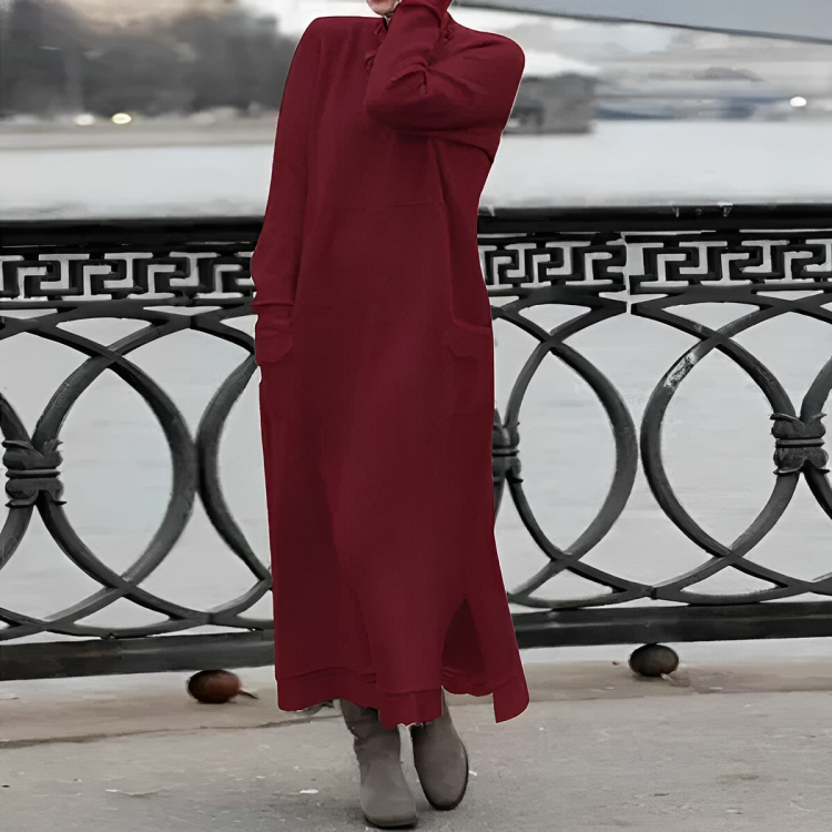 Women's casual loose long lace knit dress