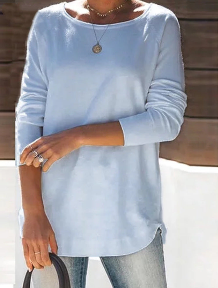 Women's Pullover Sweater - Round Neck - Long Sleeve - Soft Knit Casual Fit