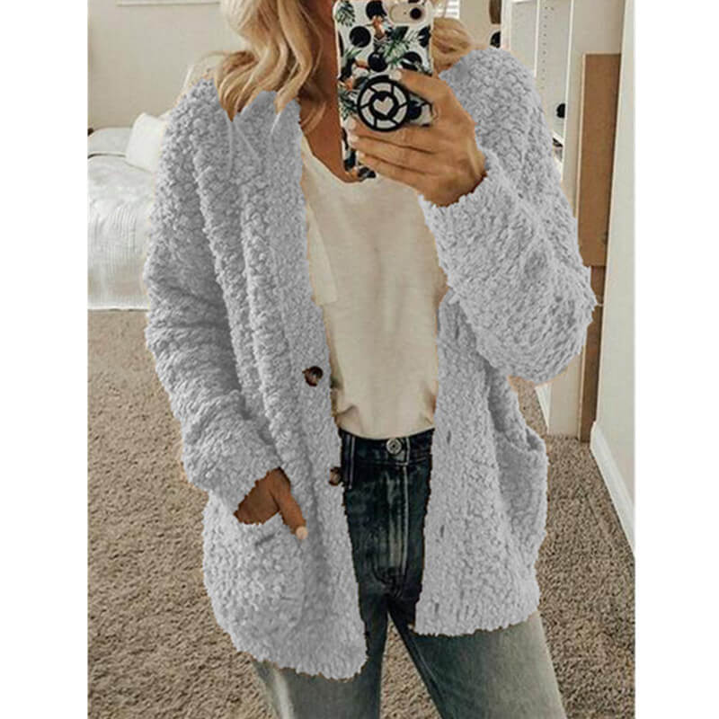 Women's cozy textured button-up cardigan