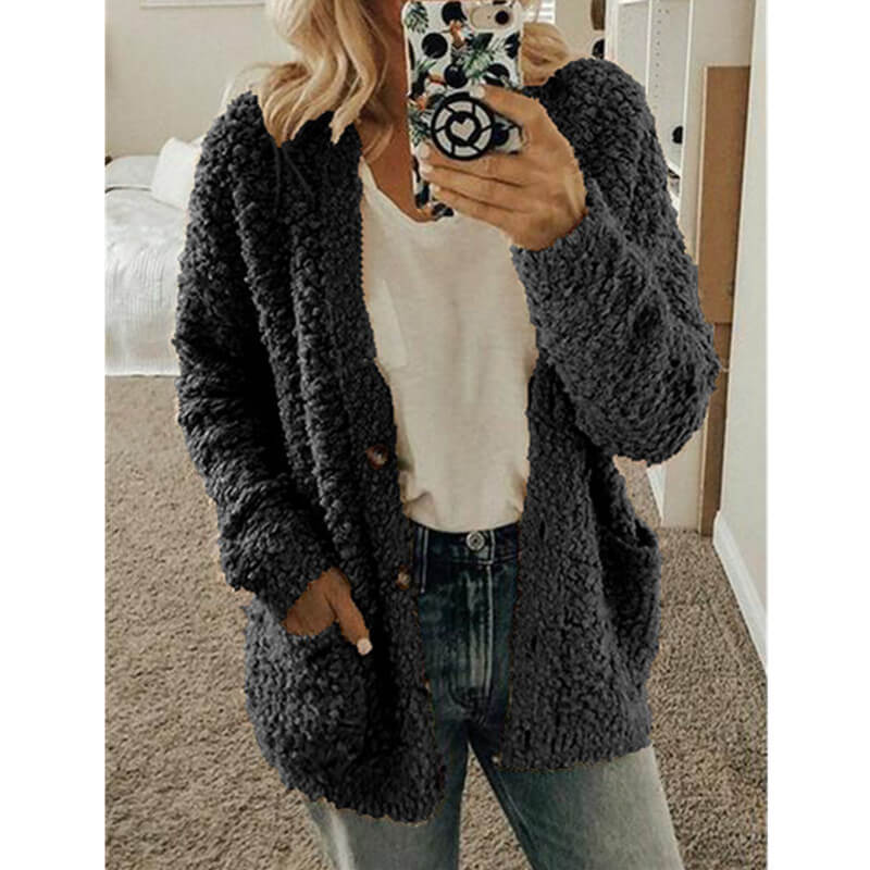 Women's cozy textured button-up cardigan