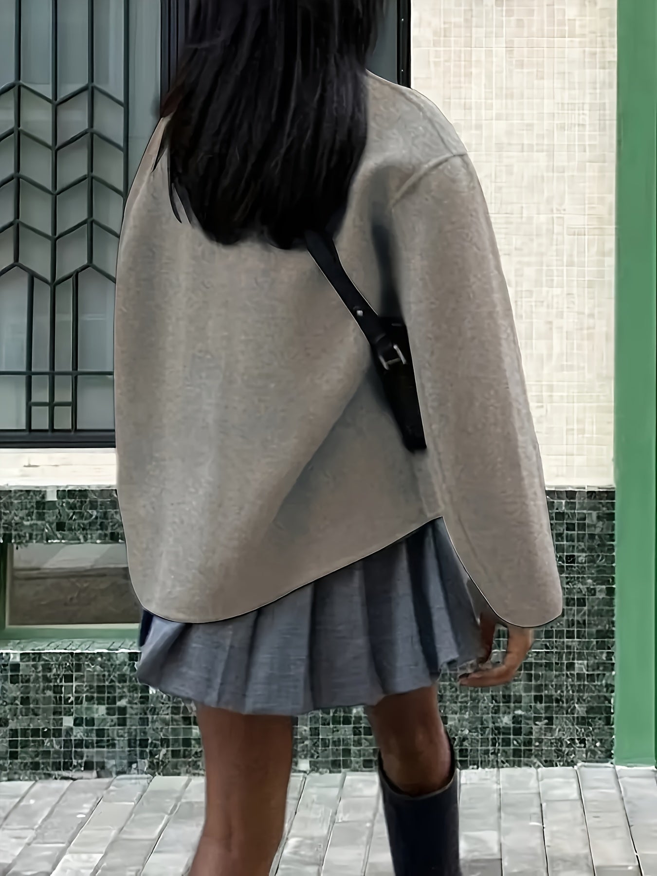 Timeless double-breasted coat with stand collar and elegant design for women