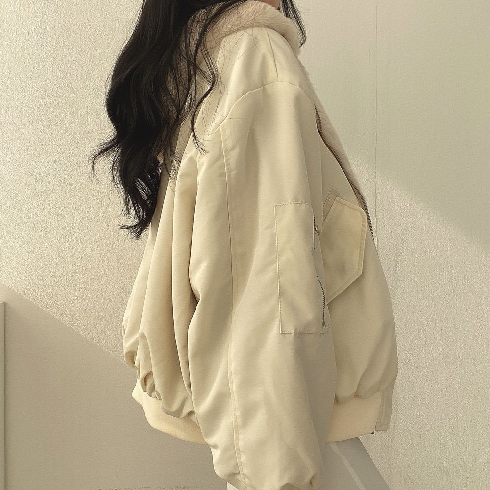 Women's loose fit thickened wool-like coat