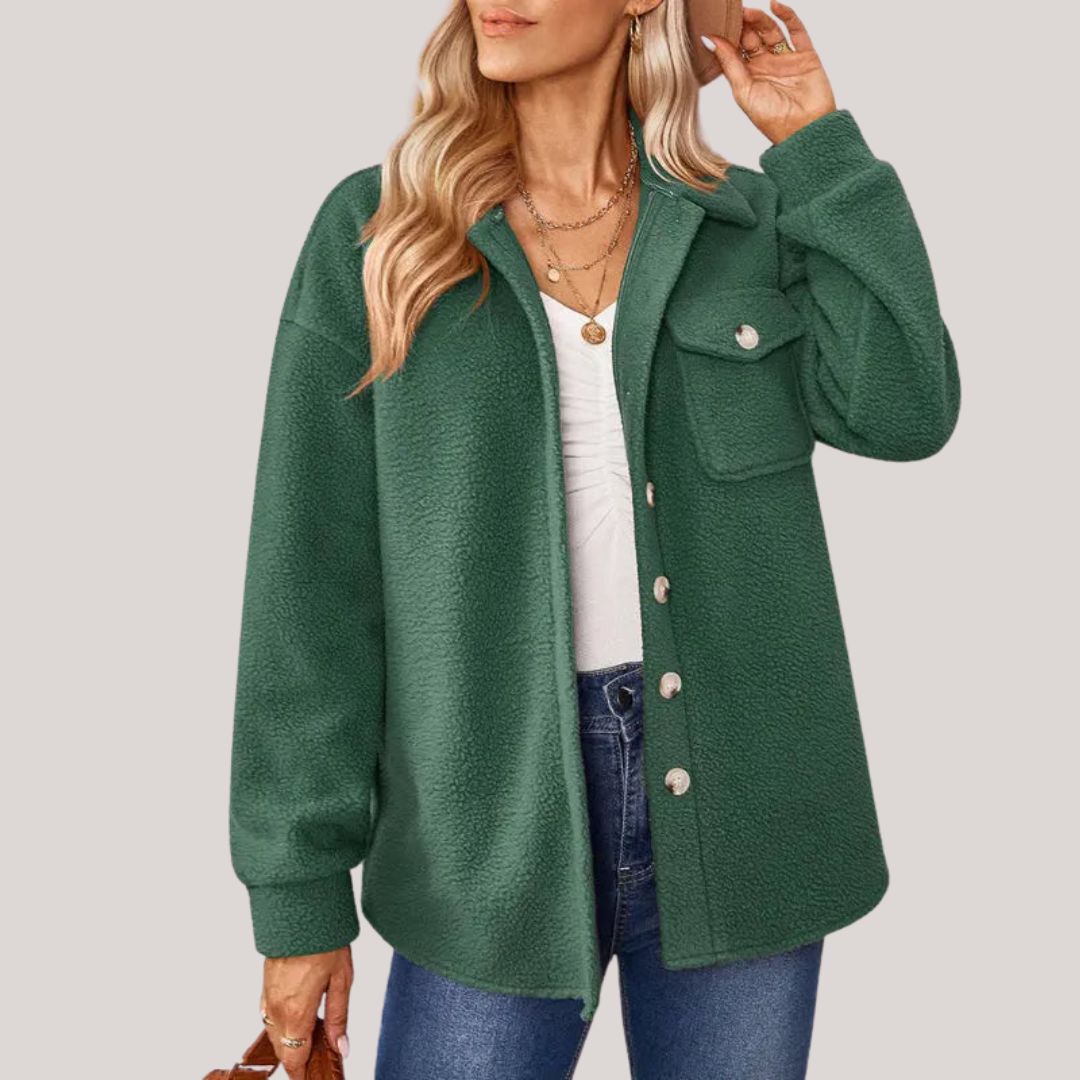 Women's autumn winter fashion lapel plush jacket