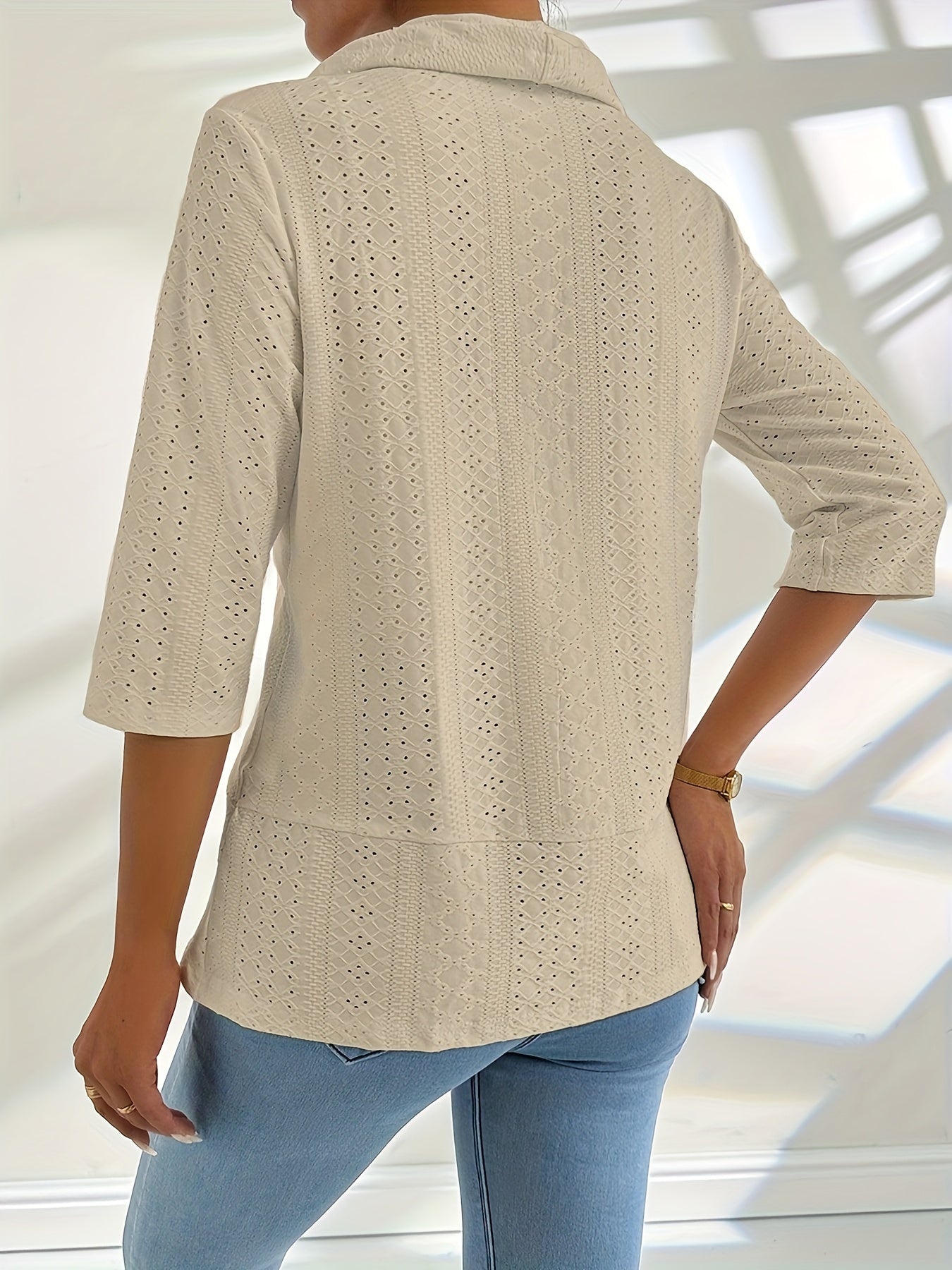 Women's Lightweight Blazer - Open Front - 3/4 Sleeve - Tailored Casual Fit